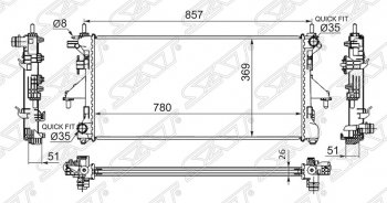 Радиатор двигателя SAT (пластинчатый, 2.2TD/3.0, МКПП) CITROEN (Ситроен) Jumper (Джампер) ( 250,  290) (2006-2022), Fiat (Фиат) Ducato (Дукато) ( 250,  290) (2006-2024), Peugeot (Пежо) Boxer (Боксер) ( 250,  290) (2006-2024)