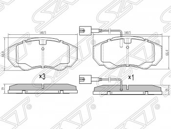 1 499 р. Колодки тормозные SAT (передние, 2.0-2.8HDI) CITROEN Jumper 250 (2006-2014)  с доставкой в г. Санкт‑Петербург. Увеличить фотографию 1