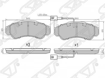 1 779 р. Колодки тормозные SAT (передние)  CITROEN Jumper ( 230,  244,  250) (1994-2014), Fiat Ducato ( 230,  244,  250) (1994-2014), Peugeot Boxer ( 230,  250,  290) (1994-2024)  с доставкой в г. Санкт‑Петербург. Увеличить фотографию 1