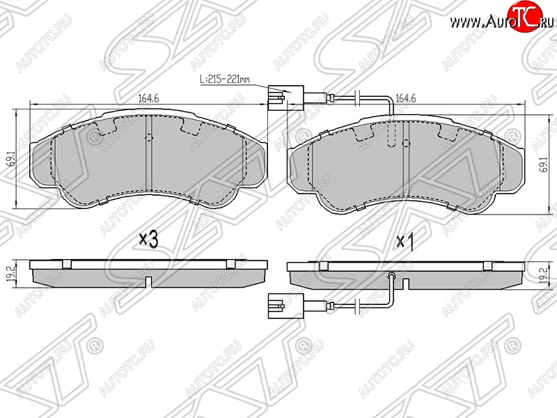 1 779 р. Колодки тормозные SAT (передние)  CITROEN Jumper ( 230,  244,  250) (1994-2014), Fiat Ducato ( 230,  244,  250) (1994-2014), Peugeot Boxer ( 230,  250,  290) (1994-2024)  с доставкой в г. Санкт‑Петербург