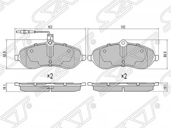 1 059 р. Колодки тормозные SAT (передние)  CITROEN Jumpy (2007-2017), Fiat Scudo (2007-2016), Peugeot Expert (2007-2012)  с доставкой в г. Санкт‑Петербург. Увеличить фотографию 1