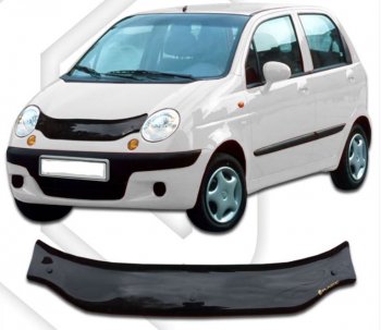 1 589 р. Дефлектор капота CA-Plastic  Daewoo Matiz  M150 (2000-2016) рестайлинг (Classic черный, Без надписи)  с доставкой в г. Санкт‑Петербург. Увеличить фотографию 1