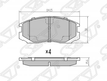 929 р. Колодки тормозные SAT (передние)  Daihatsu Terios (J100,  J102,J122), Mitsubishi Colt (CJ0 хэтчбэк 3 дв.), Galant (8), Lancer (8), Lancer Cedia (9), Libero, Toyota Cami (J100), Rush (J200)  с доставкой в г. Санкт‑Петербург. Увеличить фотографию 1