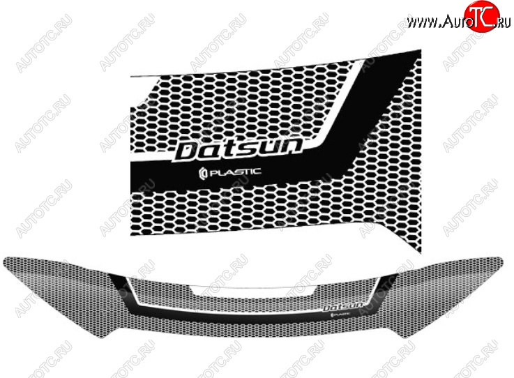 2 299 р. Дефлектор капота CA-Plastiс  Datsun on-DO (2014-2019) седан дорестайлинг (Серия Art серебро)  с доставкой в г. Санкт‑Петербург