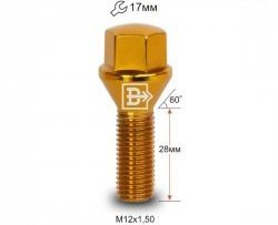 130 р. Колёсный болт длиной 28 мм Вектор M12 1.5 28 под гаечный ключ (пос.место: конус)    с доставкой в г. Санкт‑Петербург. Увеличить фотографию 1