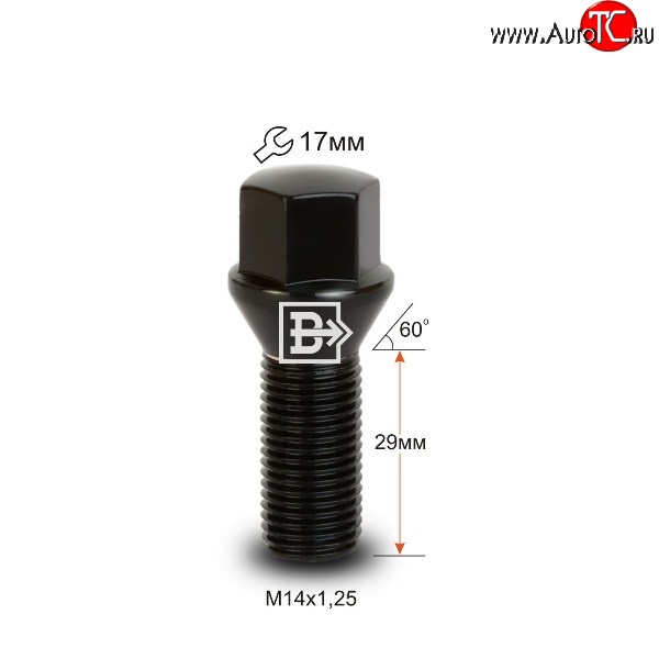 171 р. Колёсный болт длиной 29 мм Вектор M14 1.25 29 под гаечный ключ (пос.место: конус) BMW 5 серия F10 седан дорестайлинг (2009-2013)