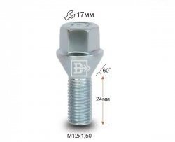 83 р. Колёсный болт длиной 24 мм Вектор M12 1.5 24 под гаечный ключ Mazda 3/Axela BM дорестайлинг, хэтчбэк (2013-2016). Увеличить фотографию 1