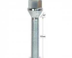 171 р. Колёсный болт длиной 60 мм Вектор M12 1.5 60 под гаечный ключ    с доставкой в г. Санкт‑Петербург. Увеличить фотографию 1