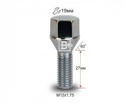 Колёсный болт длиной 27 мм Вектор M12 1.75 27 под гаечный ключ (пос.место: конус) Volvo 850 LS седан дорестайлинг (1991-1993) 