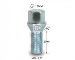 Колёсный болт длиной 25 мм Вектор M14 1.25 25 под гаечный ключ BMW 1 серия F20 хэтчбэк 5 дв. дорестайлинг (2012-2015) 