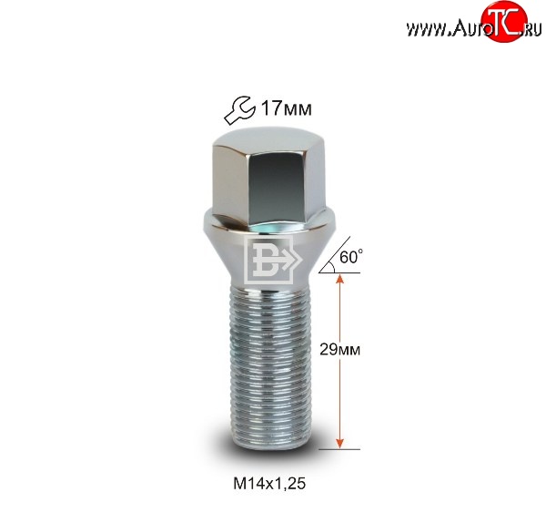 146 р. Колёсный болт длиной 29 мм Вектор M14 1.25 29 под гаечный ключ (пос.место: конус) BMW 7 серия F01-F04 седан (2008-2015)
