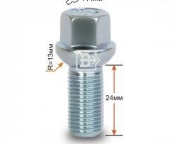 123 р. Колёсный болт длиной 24 мм Вектор (облегчённый) M14 1.5 24 под гаечный ключ Mercedes-Benz A class W177 седан (2018-2025). Увеличить фотографию 1