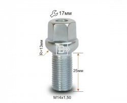 Колёсный болт длиной 25 мм Вектор M14 1.5 25 под гаечный ключ RAM 1500 DJ,DS пикап (2011-2018) 