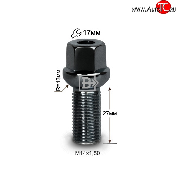 123 р. Колёсный болт длиной 27 мм Вектор M14 1.5 27 под гаечный ключ Mercedes-Benz B-Class W246/T246 хэтчбэк (2011-2018)