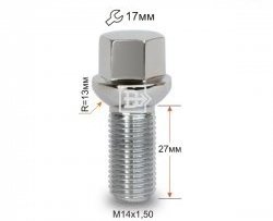 112 р. Колёсный болт длиной 27 мм Вектор M14 1.5 27 под гаечный ключ (пос.место: сфера) Land Rover Range Rover Sport 2 L494 дорестайлинг (2013-2017). Увеличить фотографию 1