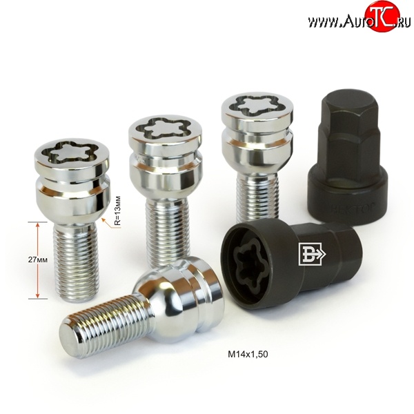 1 799 р. Колёсный болт длиной 27 мм Вектор M14 1.5 27 секретка (комплект) (пос. место: сфера)    с доставкой в г. Санкт‑Петербург