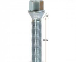178 р. Колёсный болт длиной 60 мм Вектор M14 1.5 60 под гаечный ключ    с доставкой в г. Санкт‑Петербург. Увеличить фотографию 1