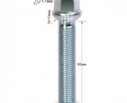 229 р. Колёсный болт длиной 65 мм Вектор M14 1.5 65 под гаечный ключ    с доставкой в г. Санкт‑Петербург. Увеличить фотографию 1