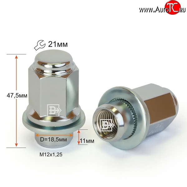 169 р. Колёсная гайка Вектор M12 1.25    с доставкой в г. Санкт‑Петербург