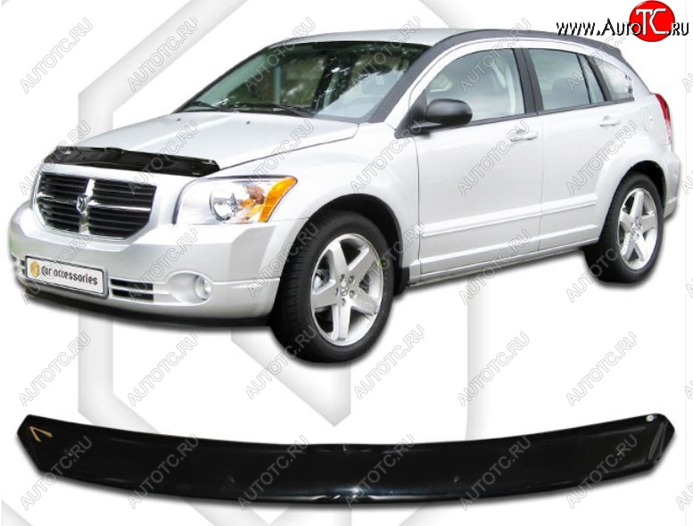 1 679 р. Дефлектор капота CA-Plastic Dodge Caliber (2006-2012) (Classic черный, Без надписи)  с доставкой в г. Санкт‑Петербург