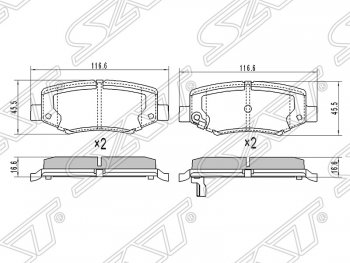 1 069 р. Колодки тормозные SAT (задние)  Dodge Nitro (2007-2011), Jeep Cherokee  KK (2007-2014), Jeep Wrangler  JK (2007-2018)  с доставкой в г. Санкт‑Петербург. Увеличить фотографию 1