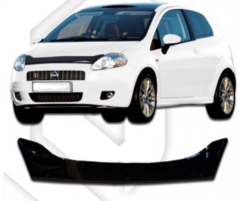 1 799 р. Дефлектор капота CA-Plastic  Fiat Grande Punto (2005-2012) (Classic черный, Без надписи)  с доставкой в г. Санкт‑Петербург. Увеличить фотографию 1