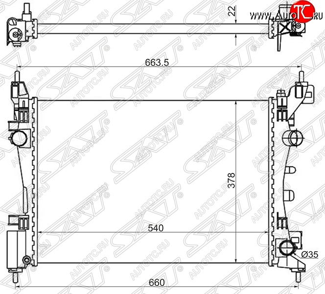 6 599 р. Радиатор двигателя SAT (пластинчатый, 1.0/1.2/1.4/1.6, МКПП/АКПП) Opel Corsa D 2-ой рестайлинг, хэтчбэк 3 дв. (2011-2014)  с доставкой в г. Санкт‑Петербург