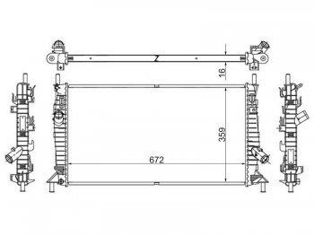 Радиатор двигателя SAT (трубчатый, МКПП/АКПП, 1.4/1.6/1.6D/1.8/1.8TD/2.0/ ZJVE/LF17/Z6) Ford Focus 2 хэтчбэк 3 дв. рестайлинг (2007-2011)