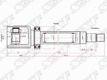 Шрус (внутренний/правый) SAT (23*23*40 мм, для двигателя: 1.6Л бензин) Ford C-max Mk1 рестайлинг (2007-2010)