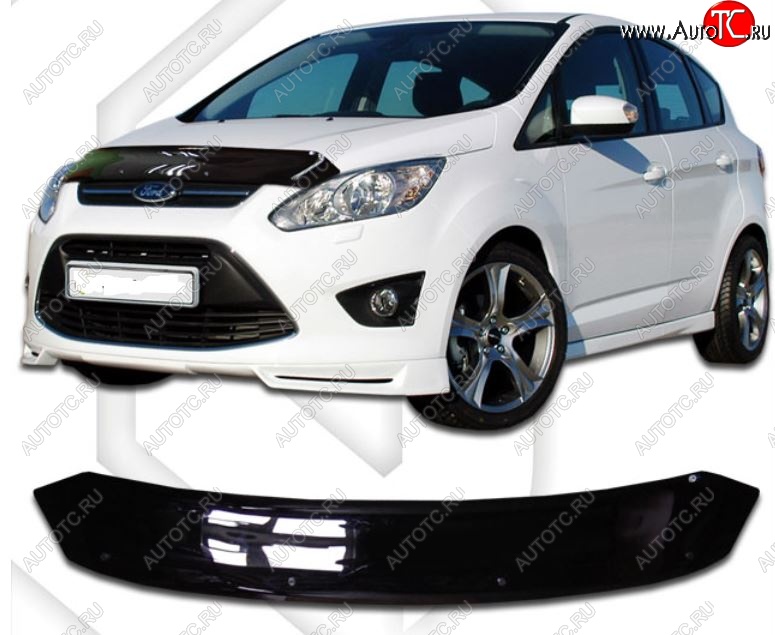 2 699 р. Дефлектор капота CA-Plastic  Ford C-max  Mk2 (2010-2015) (Classic черный, Без надписи)  с доставкой в г. Санкт‑Петербург