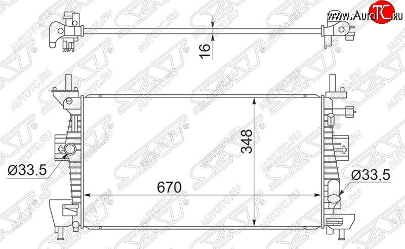 5 799 р. Радиатор двигателя SAT (пластинчатый, 1.6/1.8/2.0, МКПП/АКПП) Ford C-max Mk2 дорестайлинг (2010-2015)  с доставкой в г. Санкт‑Петербург