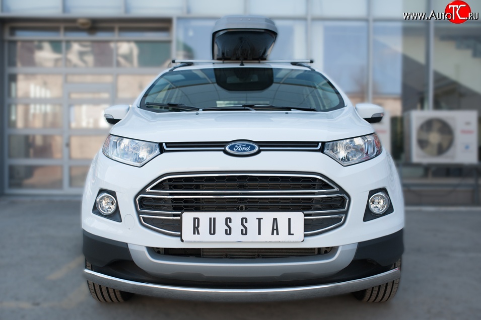 15 649 р. Защита переднего бампера (Ø75х42 мм, нержавейка) Russtal Ford EcoSport дорестайлинг (2013-2019)  с доставкой в г. Санкт‑Петербург