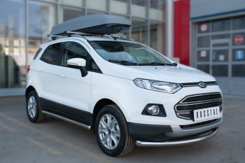 10 999 р. Защита порогов (труба D63 мм) SLITKOFF Ford EcoSport дорестайлинг (2013-2019) (Защита порогов с закругленными торцами (вариант 3))  с доставкой в г. Санкт‑Петербург. Увеличить фотографию 3