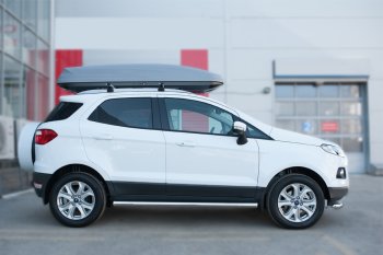 10 999 р. Защита порогов (труба D63 мм) SLITKOFF Ford EcoSport дорестайлинг (2013-2019) (Защита порогов с закругленными торцами (вариант 3))  с доставкой в г. Санкт‑Петербург. Увеличить фотографию 2