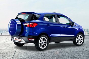 7 199 р. Защита заднего бампера Slitkoff (d57)  Ford EcoSport  B515 (2017-2019) рестайлинг (Нержавейка, Полированная)  с доставкой в г. Санкт‑Петербург. Увеличить фотографию 1