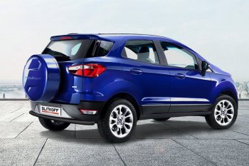 4 999 р. Защита заднего бампера Slitkoff (d57)  Ford EcoSport  B515 (2017-2019) рестайлинг (Сталь с полимерным покрытием. Цвет: чёрный )  с доставкой в г. Санкт‑Петербург. Увеличить фотографию 1