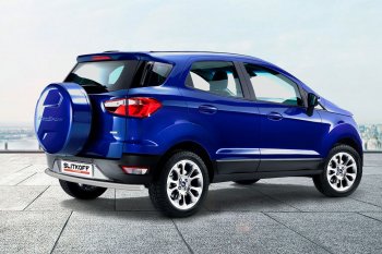 4 999 р. Защита заднего бампера Slitkoff (d57)  Ford EcoSport  B515 (2017-2019) рестайлинг (Сталь с полимерным покрытием. Цвет: серебристый)  с доставкой в г. Санкт‑Петербург. Увеличить фотографию 1