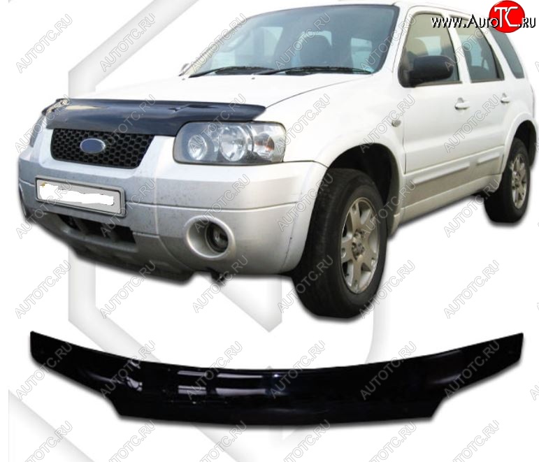 2 599 р. Дефлектор капота CA-Plastic  Ford Escape  1 (2000-2007) (Classic черный, Без надписи)  с доставкой в г. Санкт‑Петербург