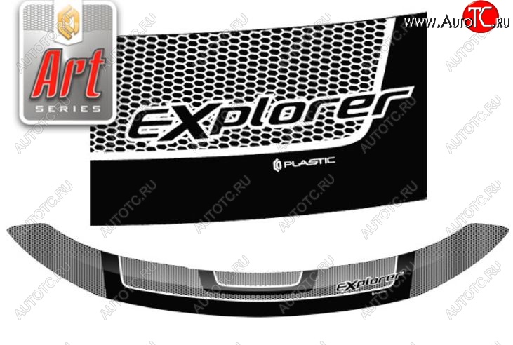 2 699 р. Дефлектор капота CA-Plastiс exclusive  Ford Explorer  U502 (2015-2019) (Серия Art серебро)  с доставкой в г. Санкт‑Петербург