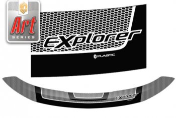 2 699 р. Дефлектор капота CA-Plastiс exclusive  Ford Explorer  U502 (2015-2019) (Серия Art графит)  с доставкой в г. Санкт‑Петербург. Увеличить фотографию 1