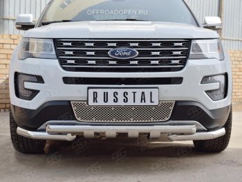 3 689 р. Решетка радиатора Russtal лист Ford Explorer U502 1-ый рестайлинг, 5 дв. (2015-2018) (Неокрашенная)  с доставкой в г. Санкт‑Петербург. Увеличить фотографию 2