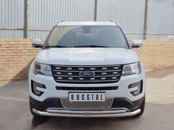 16 999 р. Защита переднего бампера (2 трубыØ63 и 42 мм, нержавейка) Russtal Ford Explorer U502 1-ый рестайлинг, 5 дв. (2015-2018)  с доставкой в г. Санкт‑Петербург. Увеличить фотографию 3