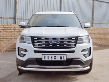 13 999 р. Защита переднего бампера (Ø63 секции, нержавейка) Russtal Ford Explorer U502 1-ый рестайлинг, 5 дв. (2015-2018)  с доставкой в г. Санкт‑Петербург. Увеличить фотографию 3