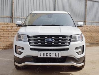 15 999 р. Защита переднего бампера (Ø63 мм волна, нержавейка) Russtal Ford Explorer U502 1-ый рестайлинг, 5 дв. (2015-2018)  с доставкой в г. Санкт‑Петербург. Увеличить фотографию 4