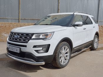 9 999 р. Одинарная защита переднего бампера диаметром 76 мм Ford Explorer U502 2-ой рестайлинг, 5 дв. (2017-2019)  с доставкой в г. Санкт‑Петербург. Увеличить фотографию 2