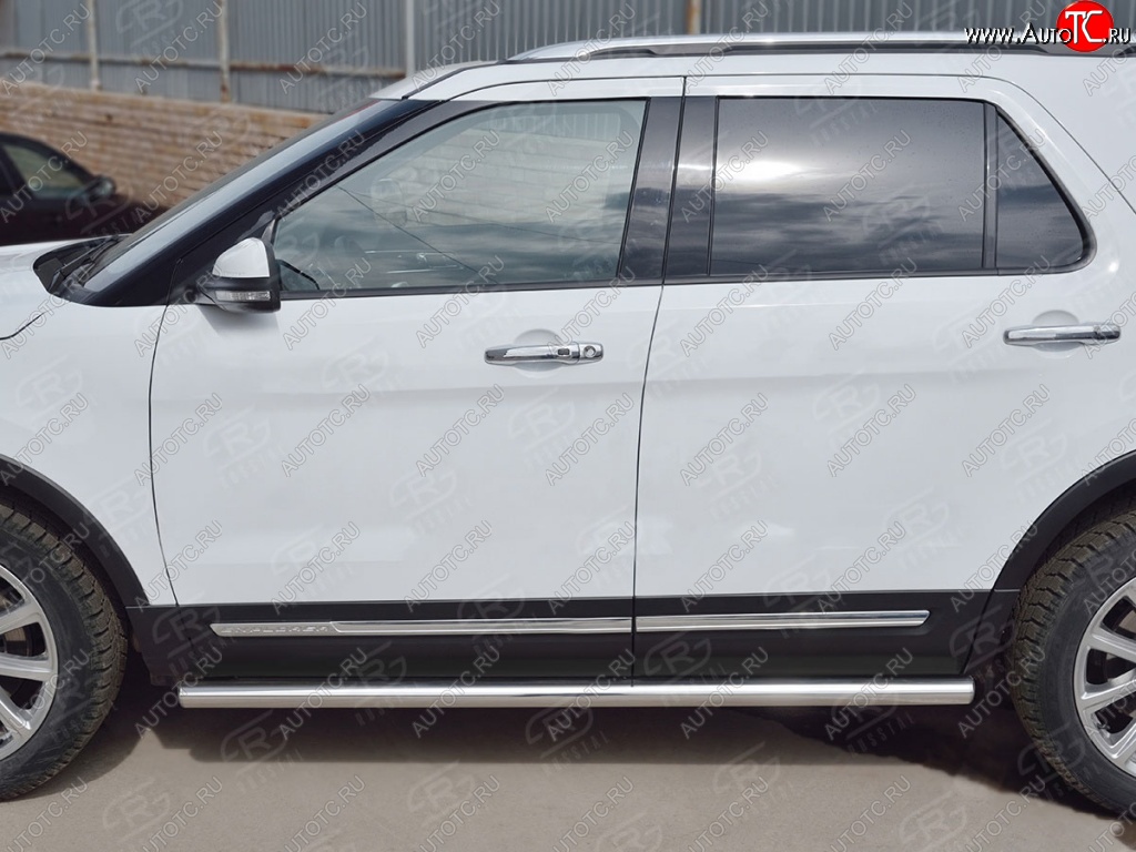 15 799 р. Защита порогов из круглой трубы d63 мм Russtal v3  Ford Explorer  U502 (2015-2019) 1-ый рестайлинг, 5 дв., 2-ой рестайлинг, 5 дв.  с доставкой в г. Санкт‑Петербург