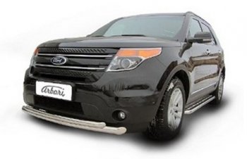 Двойная защита переднего бампера (d76+d57) Arbori Ford Explorer U502 2-ой рестайлинг, 5 дв. (2017-2019)