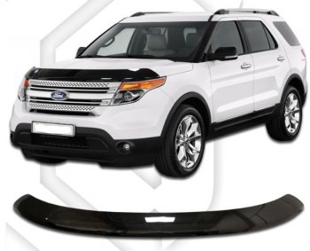 1 899 р. Дефлектор капота CA-Plastic  Ford Explorer  U502 (2010-2016) (Classic черный, Без надписи)  с доставкой в г. Санкт‑Петербург. Увеличить фотографию 1