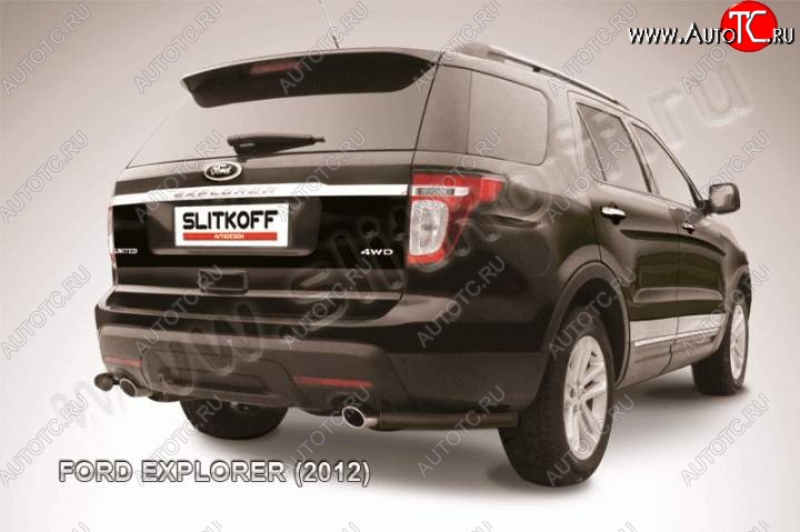 6 699 р. Защита заднего бампера из уголков d57 Slitkoff  Ford Explorer  U502 (2010-2016) дорестайлинг (Цвет: серебристый)  с доставкой в г. Санкт‑Петербург