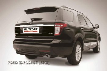 7 699 р. Защита заднего бампера d76 Slitkoff  Ford Explorer  U502 (2010-2016) дорестайлинг (Цвет: серебристый)  с доставкой в г. Санкт‑Петербург. Увеличить фотографию 1